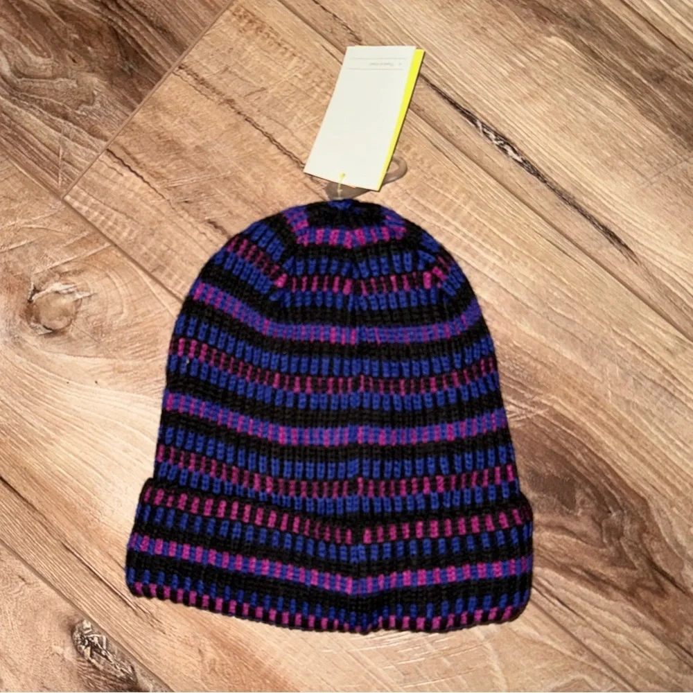NWT All In Motion Kids' Plaited Striped Cuff Beanie | Purple | One Size